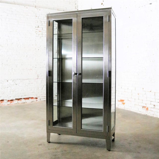 Vintage Stainless Steel Industrial Display Apothecary Medical