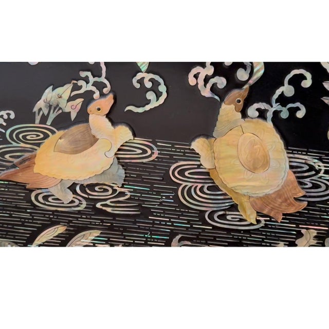 Paint 1960s Korean Mother of Pearl Inlay Cabinet Display For Sale - Image 7 of 14