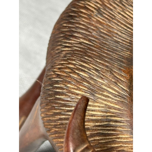 Wood Hand-Carved Wooden Buffalo Figurine, 20th Century For Sale - Image 7 of 9