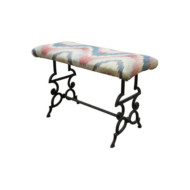 Spanish Revival Antique Victorian Spanish Revival Cast Iron Piano Vanity Bench Stool 24" For Sale - Image 3 of 13