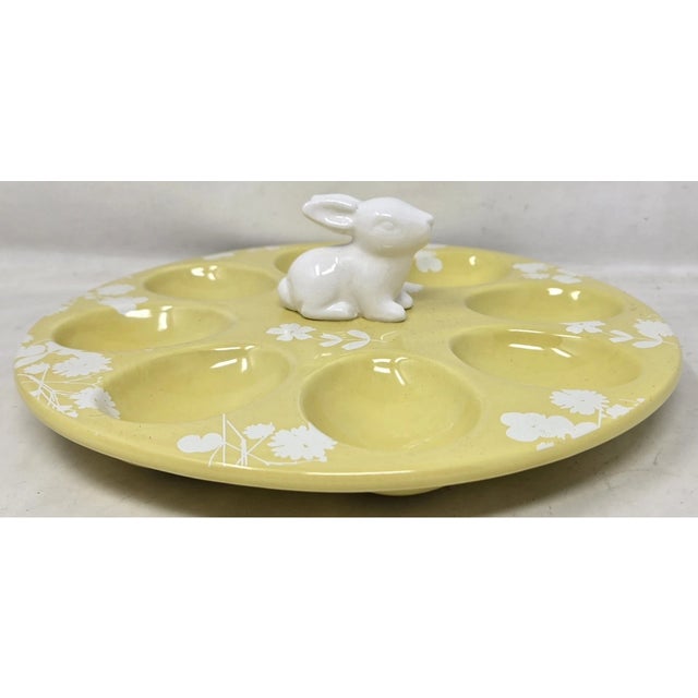 Add charming vintage character to your table with this **Vintage Yellow & White Floral Bunny Rabbit Deviled Egg Plate**....