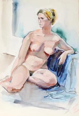 Eve Nethercott, Nude (Carol Kirshenbaum) (P5.5), Watercolor on Paper