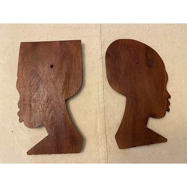 Carved Hardwood African Man Woman Wall Art Classic and beautiful..............ready to hang! Approx overall size 5 1/2 x 9...