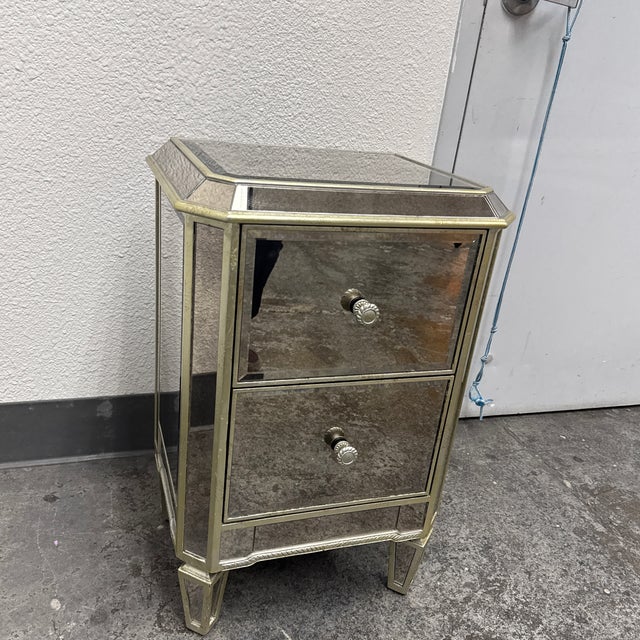 Champagne Stein World Petite Two-Drawer Mirrored Chest For Sale - Image 8 of 12