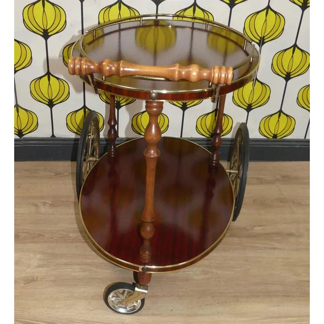 1960s Serving Cart in Brass, Resopal and Rosewood, 1960s For Sale - Image 5 of 12
