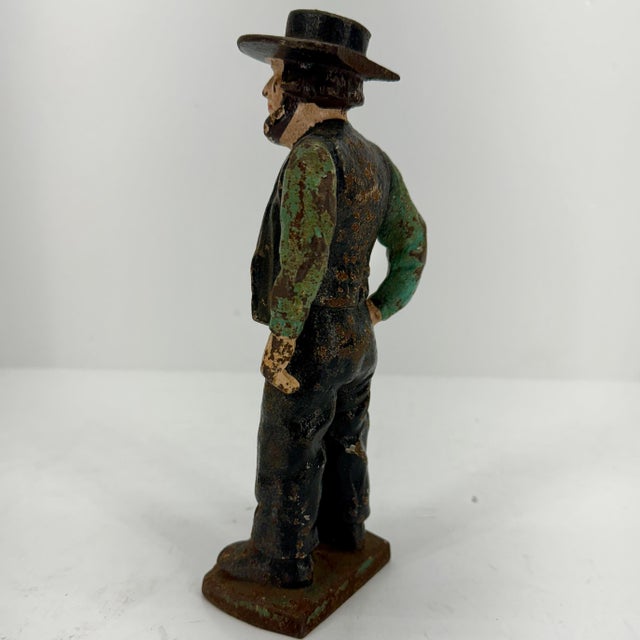 Vintage American Amish Man Cast Iron Door Stopper, Circa 1920-40´s For Sale In Philadelphia - Image 6 of 12