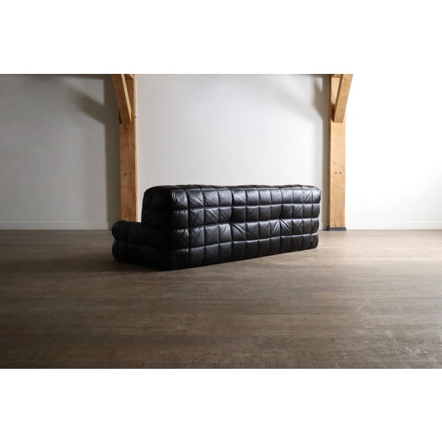 Kashima Three Seater Sofa in Black Leather by Michel Ducaroy for Ligne Roset, 1970s For Sale - Image 9 of 15