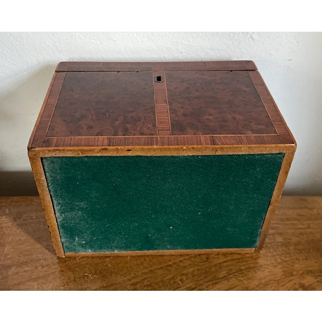 Antique 18th Century George III Burl Walnut Tea Caddy of Pleasing Proportion For Sale - Image 11 of 12