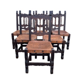 Vintage Dining Chairs Spanish Colonial Style Set of Six For Sale