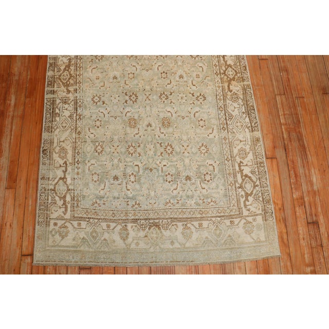 Pale Green Antique Bidjar Accent Rug For Sale In New York - Image 6 of 9