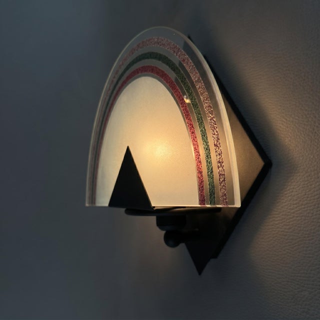 Crescent Moon Wall Lamp in Satin Murano Glass and Metal, 1970s For Sale - Image 4 of 14