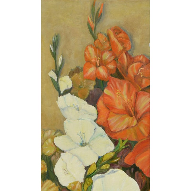 American Gladiolas in Bloom - 1970's Floral Still Life by B Isbill For Sale - Image 3 of 7