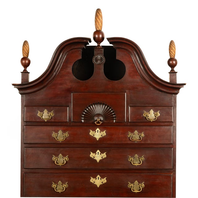 Antique 18thC American Federal Queen Anne Mahogany Bonnet-Top Highboy Salem 1790 For Sale - Image 15 of 18
