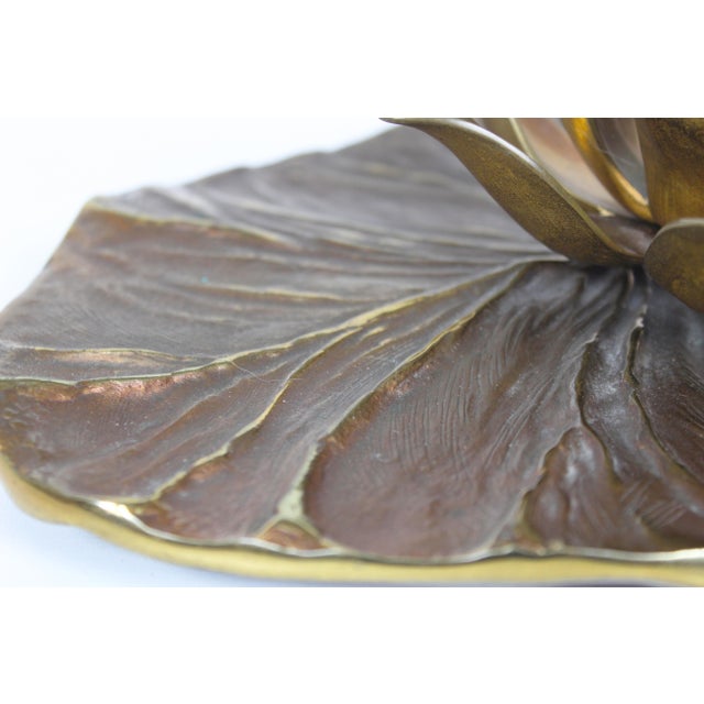 Goldenrod Vintage Lily Table Lamp in Bronze from Maison Charles, 1960s For Sale - Image 8 of 10