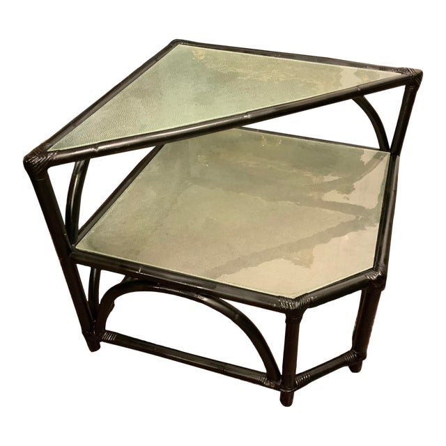 MidCentury Modern Two Tier Glass Top Corner Table Chairish