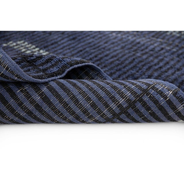 Vertical Stripe Conor-Block Hand-Knotted Wool Rug | 9'10" X 8'10" | One of a Kind For Sale - Image 4 of 8