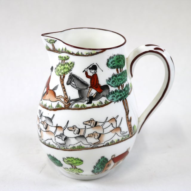 Mid 20th Century Crown Staffordshire Hunting Scene Creamer Pitcher For Sale In Cincinnati - Image 6 of 10