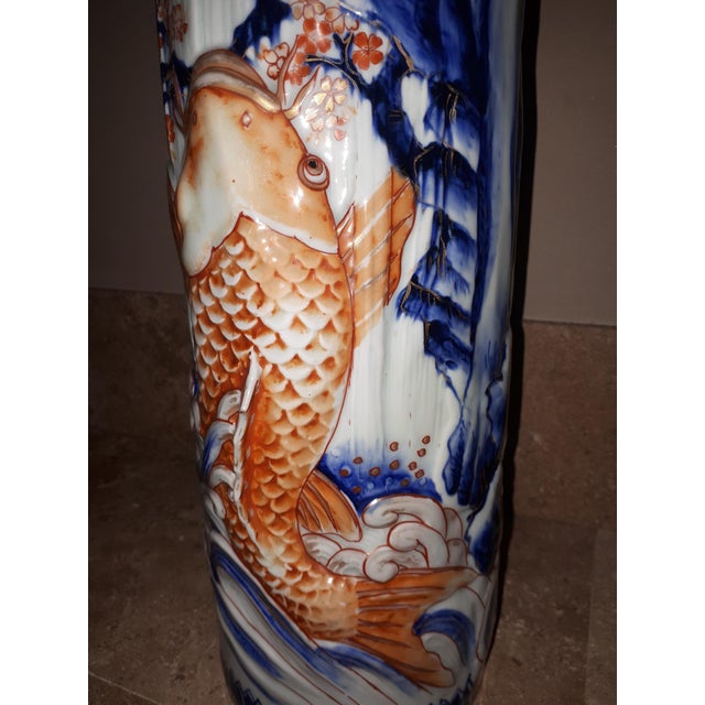 Arita Porcelain Vases with Carps Decoration, Japan, Set of 2 For Sale - Image 11 of 18