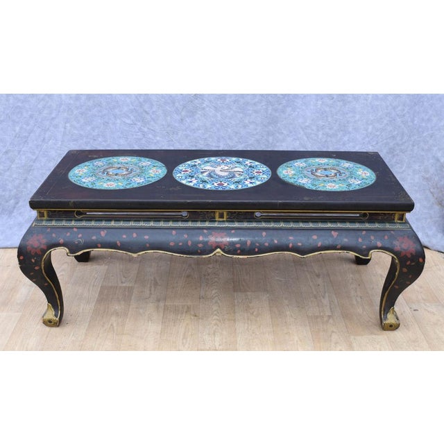 Chinese Cloisonne Lacquer Coffee Table For Sale - Image 10 of 10