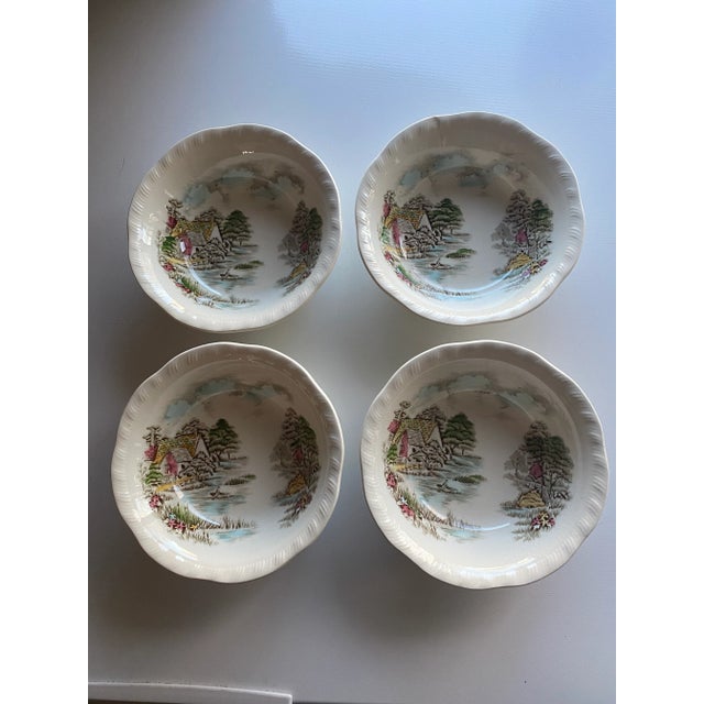 4 Famous Cottages by Alfred Meakin, Constables Cottage 5 1/2” Fruit Bowls, made in Staffordshire, England, no chips or...