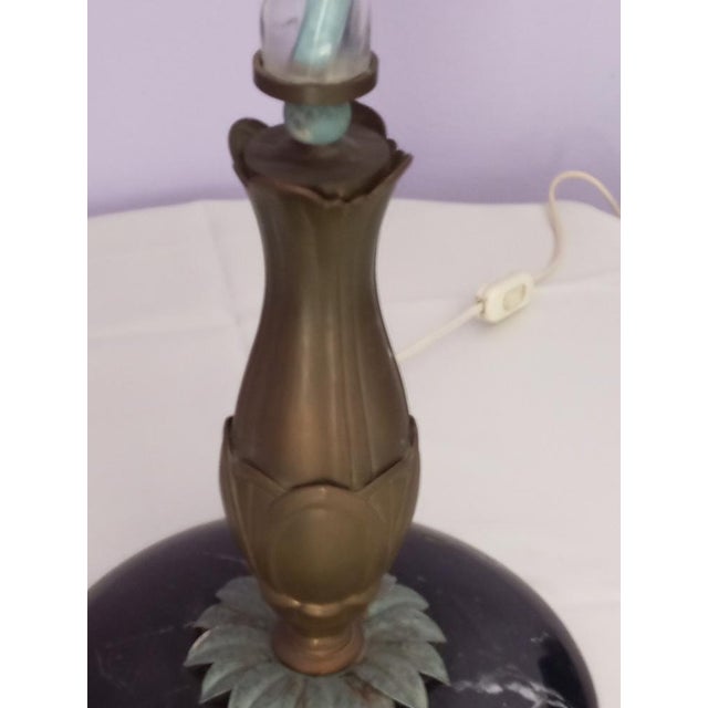 1950s Table Lamp with Marble Base and Bronze Leaf Decoration, Italy, 1950s For Sale - Image 5 of 18