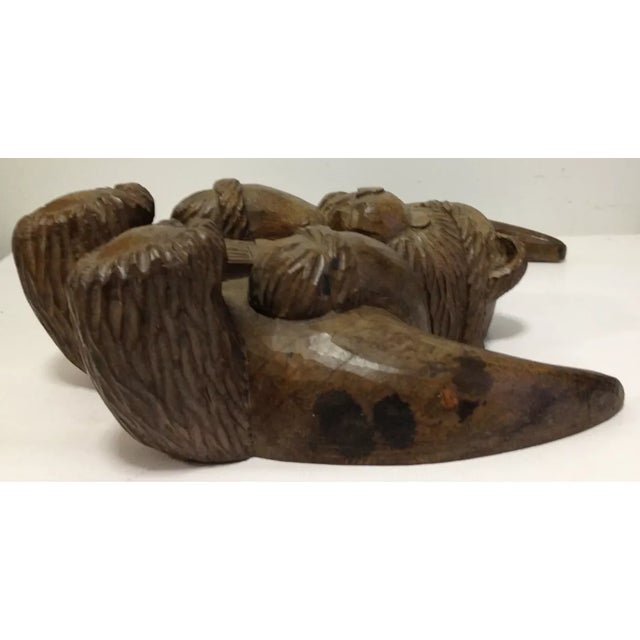 Wood Santa Bear in Moon Hand Carved Wood For Sale - Image 7 of 9