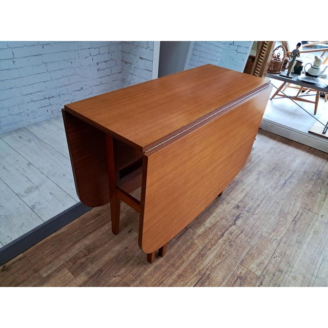 Vintage Dining Table in Teak with Drop Leaf, 1970 For Sale - Image 11 of 16