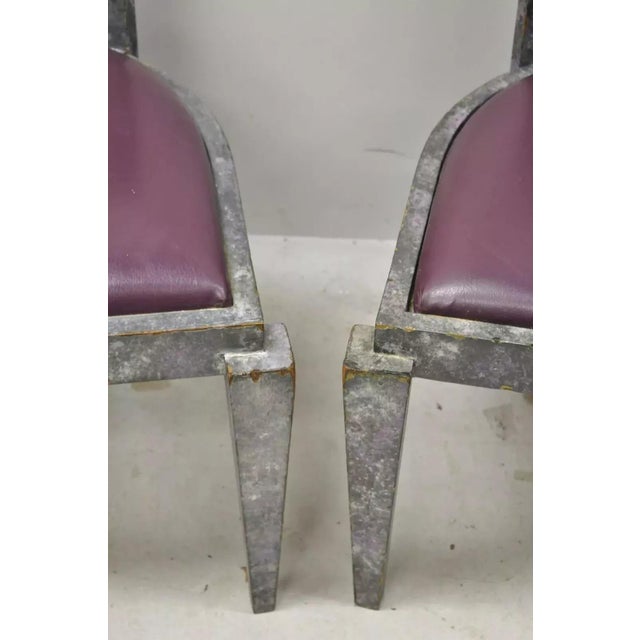 Late 20th Century Vintage Postmodern Art Deco Purple and Gray Lacquer Game Chairs - A Pair For Sale - Image 11 of 12