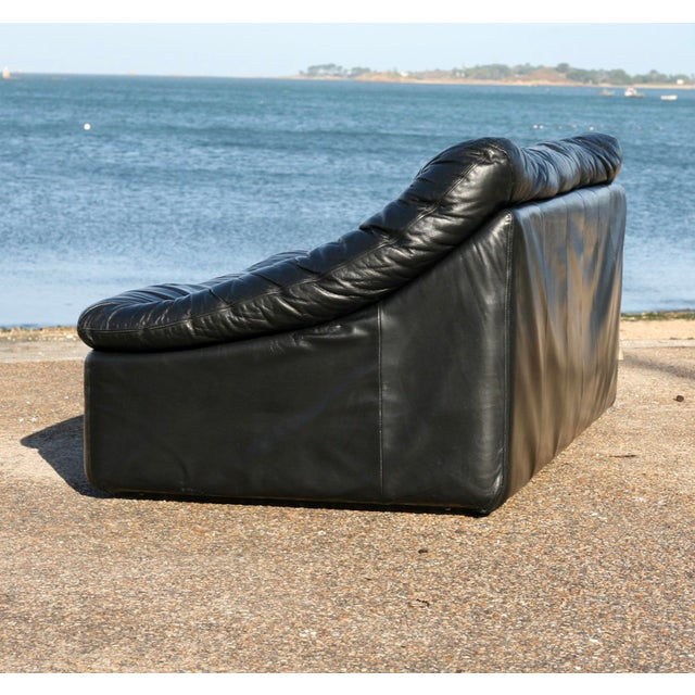Sofa by De Pas, D'Urbino and Lomazzi, France, 1980s, black leather, Cinna. Foam base, large cushion, very comfortable....