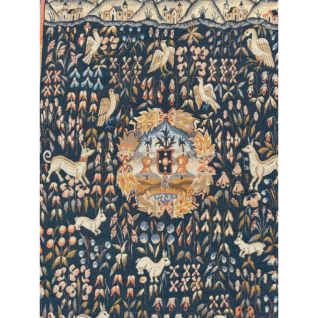 Very beautiful mid-century french tapestry with beautiful design of 16th century museum tapestry and beautiful colours,...