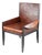 Jean-Michel Frank Style Tall-Back Chair in Cognac Vegan Leather & Steel For Sale