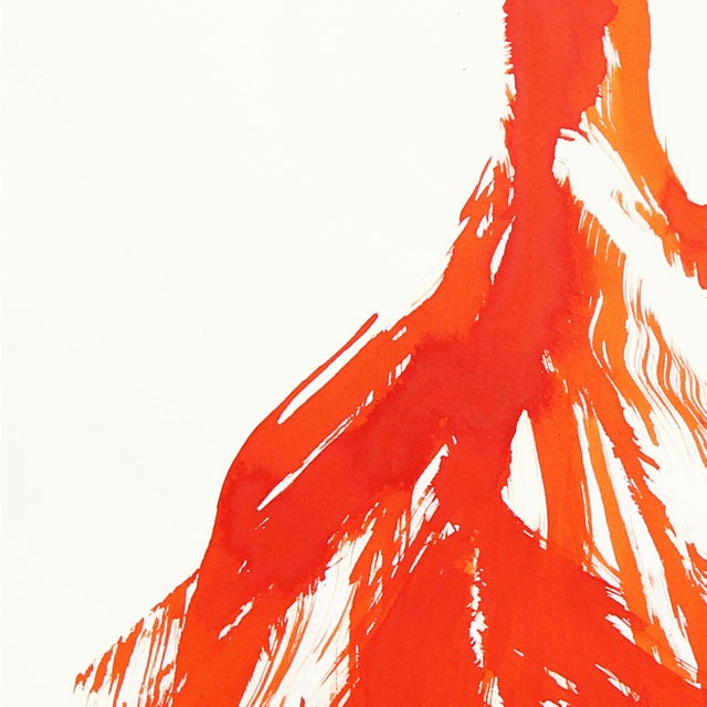 2020s The Orange Cloth 3 - Abstract Flowy Minimalist Figurative Ink Painting on Paper by Bettina Mauel For Sale - Image 5 of 7