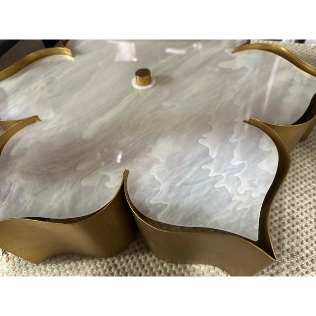 Modern Grand Lotus Flush Mount Ceiling Light With Gold Leaf Finish by Currey and Company For Sale - Image 3 of 6