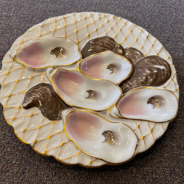 Late 20th Century Gold Net Turkey Oyster Plate For Sale - Image 11 of 12