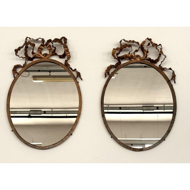 Metal Mid-Century Modern Italian Wrought Iron Wall Mirrors, 1950s, Set of 2 For Sale - Image 7 of 18
