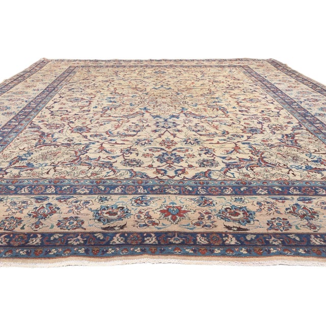 Traditional Vintage Persian Yazd Rug - 09'09 X13'10 For Sale - Image 3 of 9