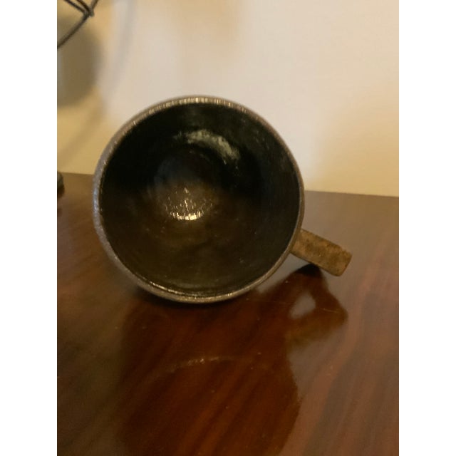 2020s Wabi-Sabi Studio Art Pottery Tapered Cup With Dimpled Base For Sale - Image 5 of 7