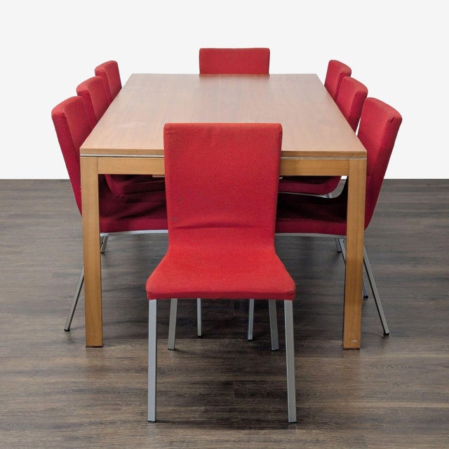 Modern Calligaris Dining Set With Extendable Table and 8 Red Chairs For Sale - Image 3 of 15