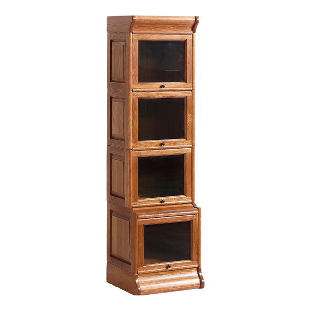 Mission Narrow Barrister Bookcase - Beveled Glass - Micheals Cherry For Sale