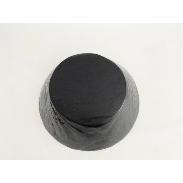 Wood Artisan Hand-Carved Teak Wood Black Bowl For Sale - Image 7 of 8