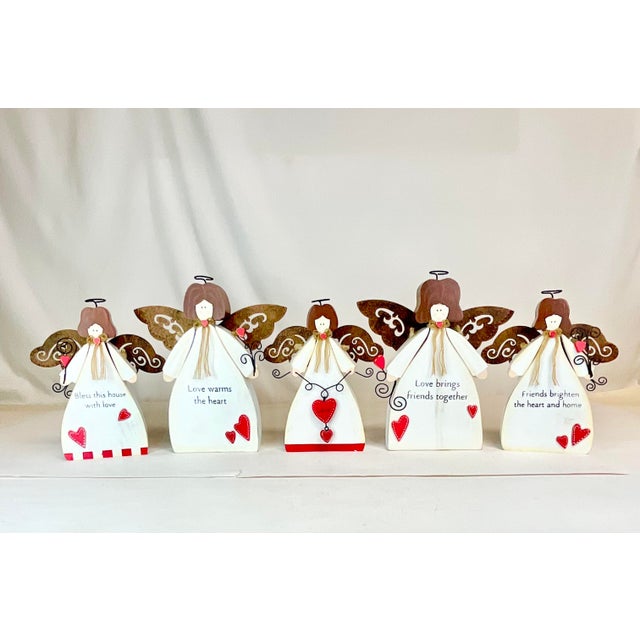 1990s Vintage Boho Chic Arts & Crafts Valentine Angels - Set of 5. For Sale - Image 4 of 11