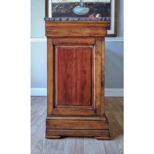 Burl and Mahogany Wood Louis Philippe Chest / Commode With Marble Top by Ethan Allen For Sale - Image 11 of 12