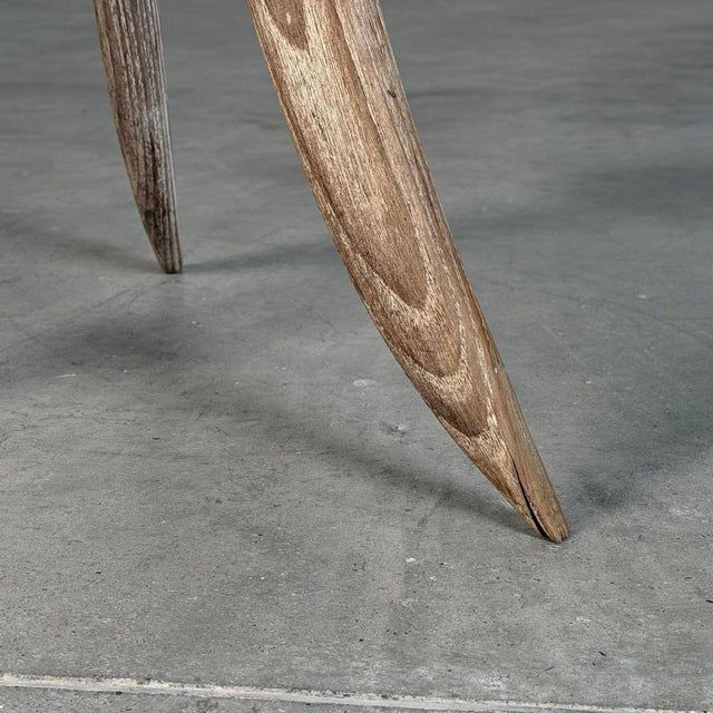 French Bleached Oak Side Table with Glass Top and Brass Detail, 1940s For Sale - Image 13 of 18