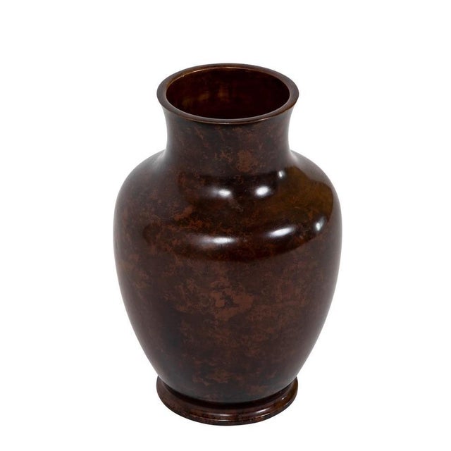 19th century Japanese bronze vase of classic form with a lovely rich patina. The vase has been drilled for wiring as a...