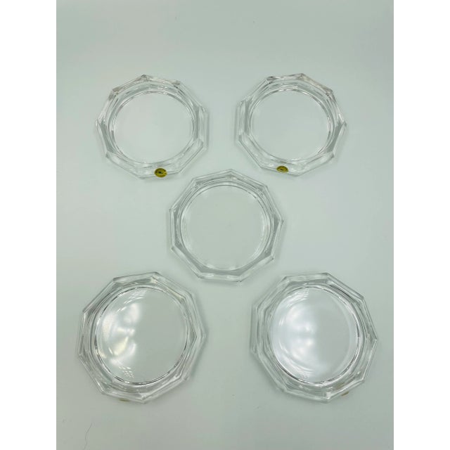 These modern Nonagon-shaped (a nine-sided polygon) German Crystal Coasters are in beautiful condition with most of them...