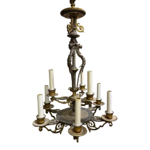 Vintage French Gilded Cast Bronze 8 Arm Chandelier