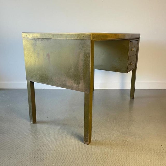 Metal Vintage Industrial Single Pedestal Steel Desk For Sale - Image 7 of 10