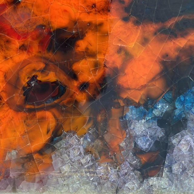 Square Ceramic Art Tiles with Multi Color Bright Glazes, 1970s, Set of 4 For Sale - Image 9 of 13