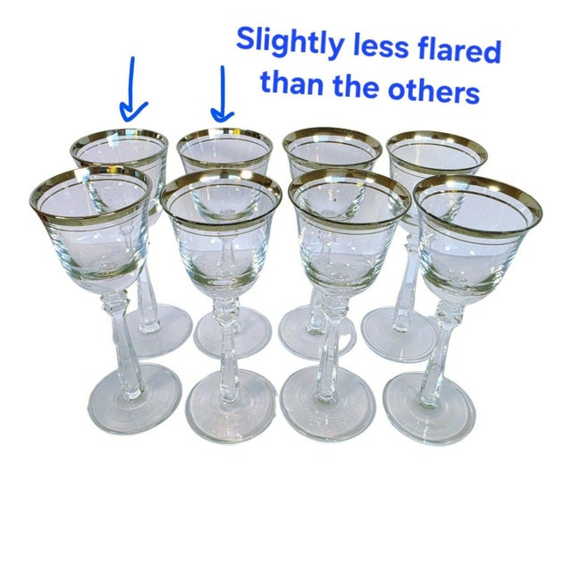 Platinum Vintage Mikasa Silver Mist 57618 Cordial Glasses Platinum Rim Set of 8, 1979-87 For Sale - Image 8 of 15