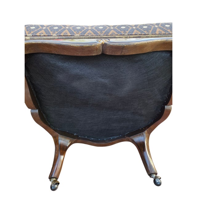 Marge Carson Boudoir Lounge Accent Chair French Tuffed Wingback Armchair Regency For Sale - Image 9 of 12